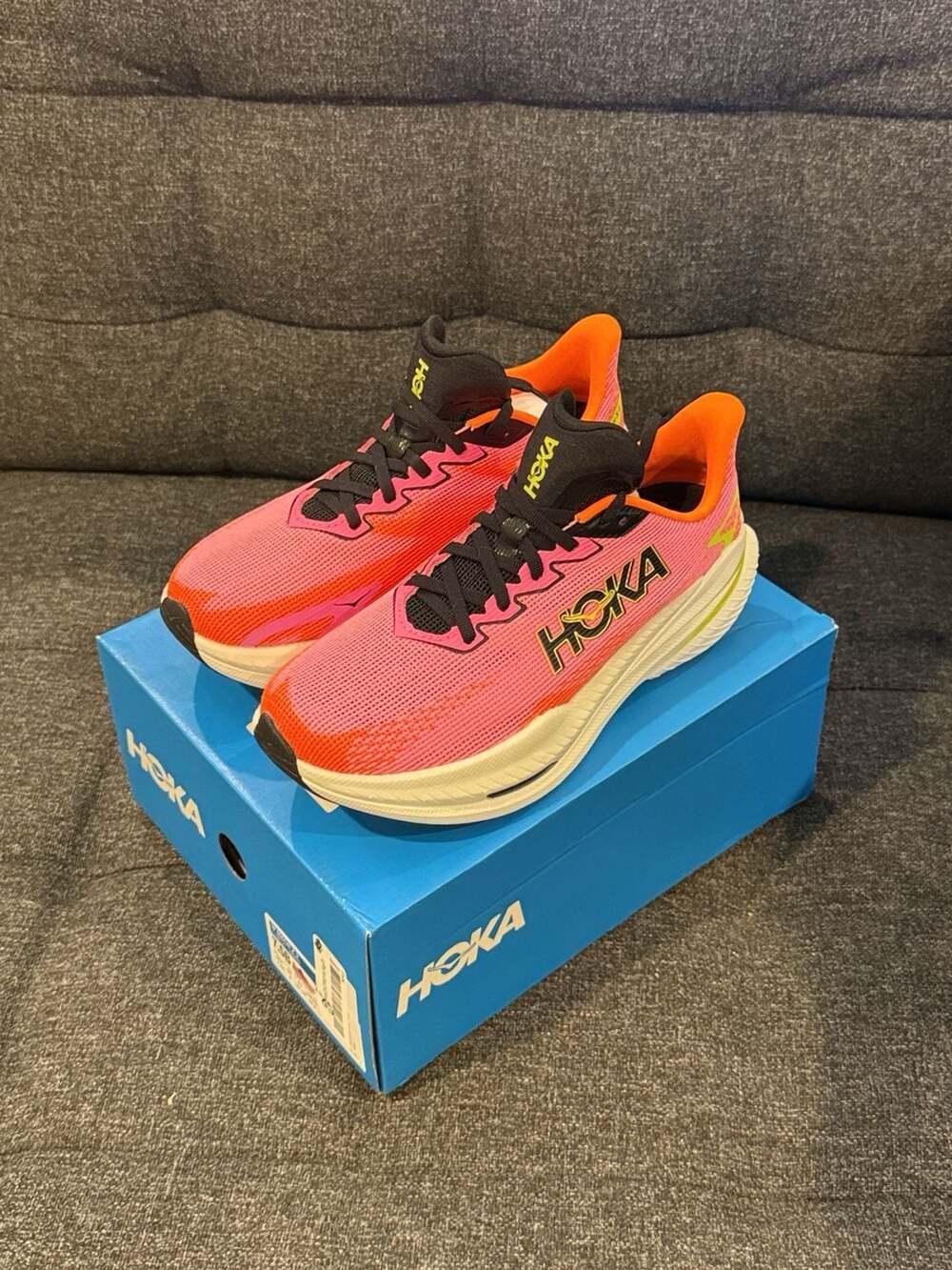 7.5W - Hoka Mach X Pink Orange Womens Running Shoes